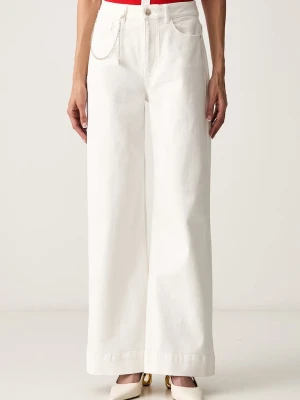 Morgan jeansy wide leg damskie biały