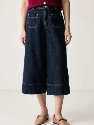 Morgan jeansy wide leg damskie granatowy