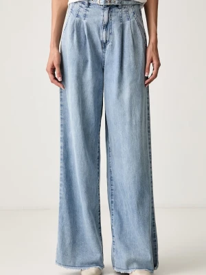 Morgan jeansy wide leg damskie niebieski