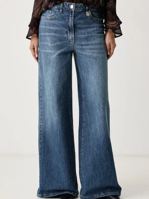 Morgan jeansy wide leg damskie niebieski