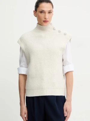 Morgan kamizelka z domieszką wełny damski kolor beżowy z półgolfem MSARA