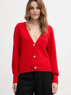 Morgan kardigan z dodatkiem wełny damski kolor czerwony MGOJI