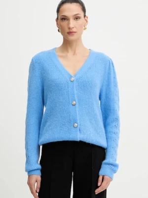 Morgan kardigan z dodatkiem wełny damski kolor niebieski MPLAY