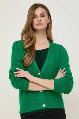 Morgan kardigan z domieszką wełny kolor zielony ciepły