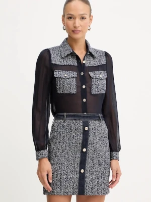 Morgan koszula damska kolor granatowy regular z kołnierzykiem klasycznym COSCAR