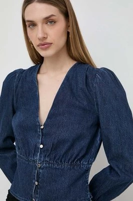 Morgan koszula jeansowa damska kolor granatowy slim