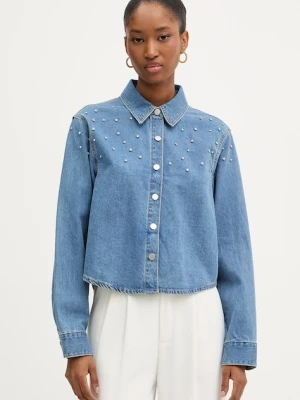 Morgan koszula jeansowa damska kolor niebieski regular z kołnierzykiem klasycznym CBLING