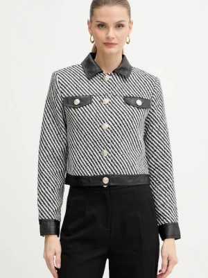 Morgan marynarka kolor czarny jednorzędowa wzorzysta VEGGO