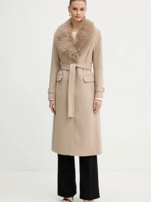 Morgan płaszcz z dodatkiem wełny kolor beżowy GPEAKS