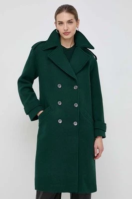 Morgan płaszcz z domieszką wełny kolor zielony przejściowy oversize