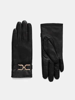 Morgan rękawiczki skórzane damskie kolor czarny 5GBOBI