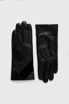 Morgan rękawiczki skórzane damskie kolor czarny