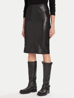 Morgan Spódnica z imitacji skóry 242-JMADO Czarny Slim Fit
