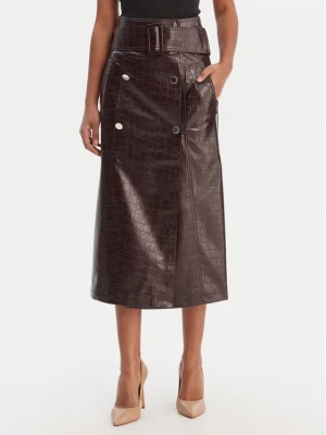 Morgan Spódnica z imitacji skóry 261-JADYNA Brązowy Slim Fit
