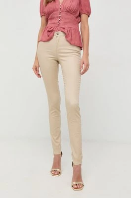 Morgan spodnie PALONA damskie kolor beżowy dopasowane high waist
