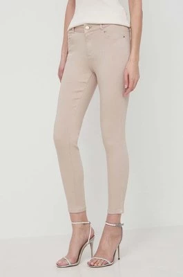 Morgan spodnie damskie kolor beżowy dopasowane medium waist