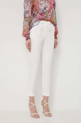 Morgan spodnie damskie kolor biały dopasowane high waist