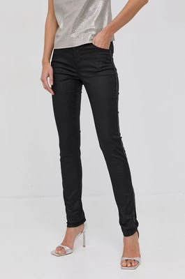 Morgan Spodnie damskie kolor czarny dopasowane medium waist