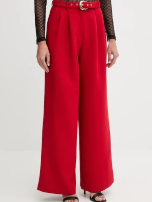 Morgan spodnie damskie kolor czerwony szerokie high waist PRED.F