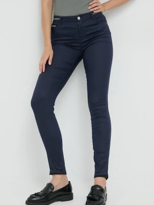 Morgan spodnie damskie kolor granatowy dopasowane high waist