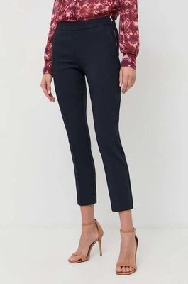 Morgan spodnie damskie kolor granatowy dopasowane medium waist