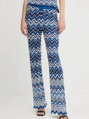 Morgan spodnie damskie kolor niebieski proste high waist PALMY