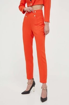 Morgan spodnie damskie kolor pomarańczowy fason cygaretki high waist
