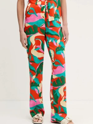 Morgan spodnie damskie kolor pomarańczowy proste high waist PROU.F