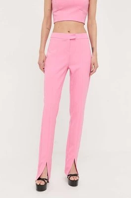Morgan spodnie damskie kolor różowy proste medium waist