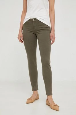 Morgan spodnie damskie kolor zielony dopasowane high waist