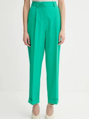 Morgan spodnie damskie kolor zielony fason chinos high waist PAKOY