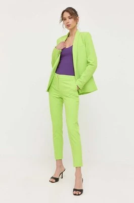 Morgan spodnie damskie kolor zielony fason cygaretki medium waist