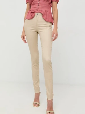 Morgan spodnie PALONA damskie kolor beżowy dopasowane high waist