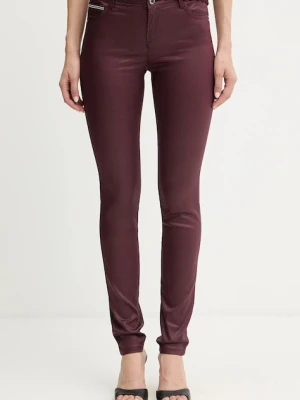Morgan spodnie PALONA damskie kolor bordowy dopasowane medium waist PALONA