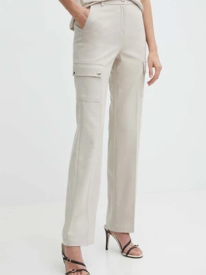 Morgan spodnie PAZZA.F damskie kolor beżowy proste high waist