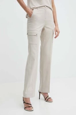 Morgan spodnie PAZZA.F damskie kolor beżowy proste high waist