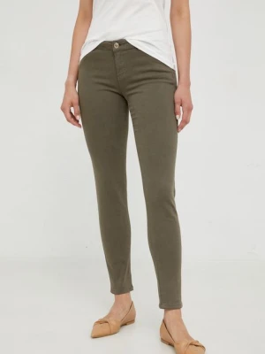 Morgan spodnie PETRA damskie kolor zielony dopasowane high waist