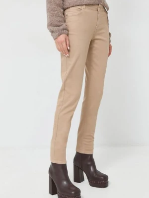 Morgan spodnie PETRA1 damskie kolor beżowy dopasowane high waist