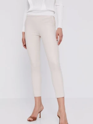 Morgan Spodnie PROSY.F damskie kolor kremowy dopasowane medium waist