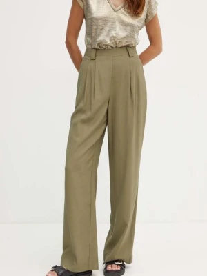 Morgan spodnie PVADIA damskie kolor zielony proste high waist PVADIA