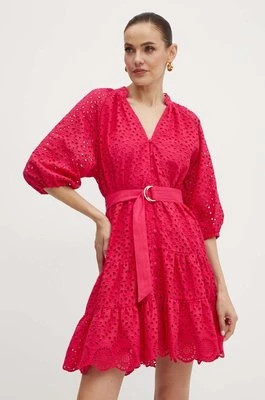 Morgan sukienka bawełniana RFLAM kolor różowy mini rozkloszowana