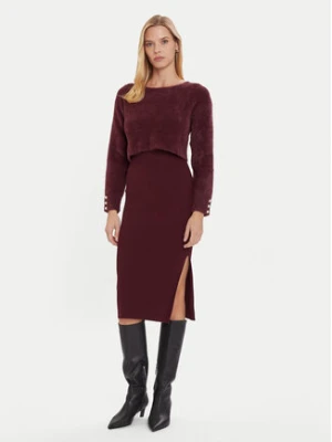 Morgan Sukienka dzianinowa 242-RMONA Bordowy Slim Fit