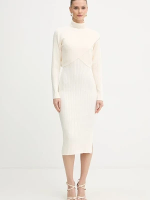 Morgan sukienka i sweter kolor beżowy midi dopasowana RMORIA