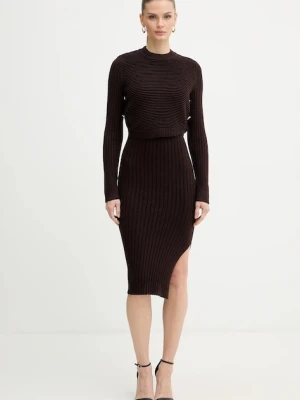 Morgan sukienka i sweter kolor brązowy mini dopasowana RMOMO
