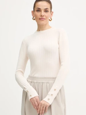 Morgan sweter damski kolor beżowy lekki z półgolfem MCIELO