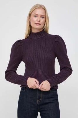 Morgan sweter damski kolor fioletowy z półgolfem