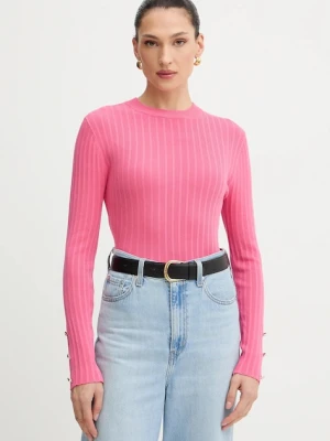 Morgan sweter damski kolor różowy lekki z półgolfem MCIELO