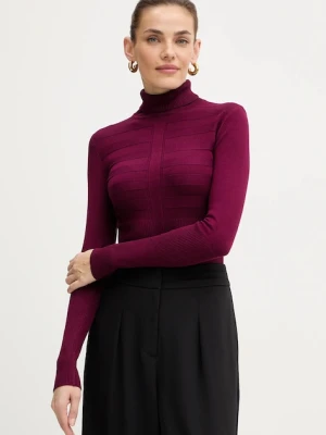 Morgan sweter MENTOS.M damski kolor bordowy z golfem MENTOS.M