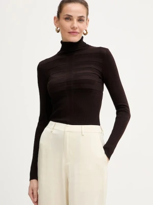 Morgan sweter MENTOS.M damski kolor brązowy z golfem MENTOS.M