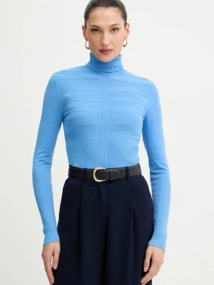 Morgan sweter MENTOS.M damski kolor niebieski z golfem MENTOS.M